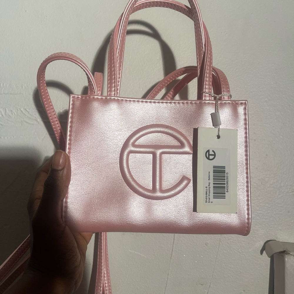Telfar Ballerina Pink Mini Bag with Sleek Design and Double Handles